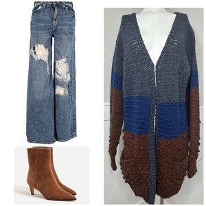 GORGEOUS COLORBLOCK CARDIGAN- NEW- L/XL